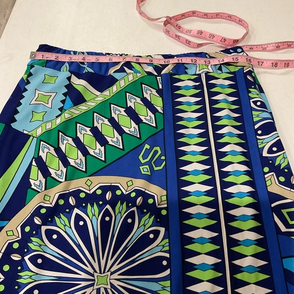 Chico's Abstract Maxi Skirt Boho Stretch Pull On Side Split Size 8 (Chic… - Picture 4 of 9